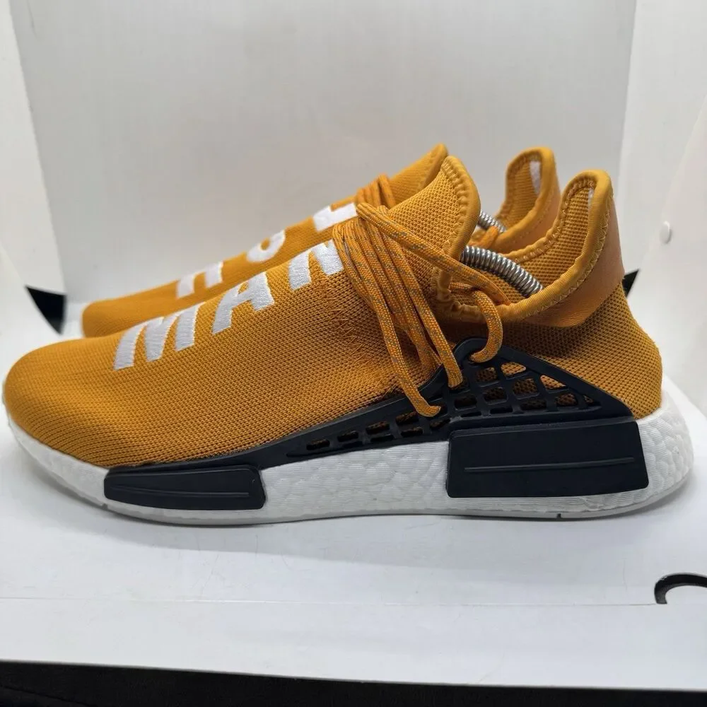 Adidas NMD HU Mens 11.5 Pharrell Human Orange White Black Shoes Sneakers BB3070